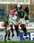3 September 1999; Andy O'Brien of Republic of Ireland in action against Toho Pilipovic of Croatia during the UEFA European U21 Championships Qualifier match between Croatia and Republic of Ireland at Stadion NK Zagreb in Zagreb, Croatia. Photo by David Maher/Sportsfile