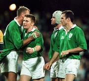 19 June 1999; Ireland players, from left, Jeremy Davidson, Jonathon Bell, Andy Ward and Girvan Dempsey after the Ireland Rugby Tour to Australia Second Test match between Australia and Ireland at the Subiaco Oval in Perth, Australia. Photo by Matt Browne/Sportsfile