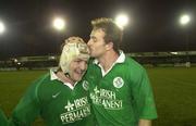 4 February 2000; Ireland's Denis Hickie kisses his team captain Shane Byrne after the Six Nations A Rugby Championship match between England and Ireland at Franklins Gardens in Northampton, England. Photo by Matt Browne/Sportsfile