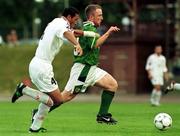 21 July 1999; Gerry Crossley of Republic of Ireland in action against Ediki Sajaia of Georgia during the Under 18 Championship Group B Round 2 match between Republic of Ireland and Georgia at the Grosvard Stadium in Finspang, Sweden. Photo by David Maher/Sportsfile