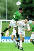 21 July 1999; Jason Gavin of Republic of Ireland in action against Grigol Imedadze of Georgia during the Under 18 Championship Group B Round 2 match between Republic of Ireland and Georgia at the Grosvard Stadium in Finspang, Sweden. Photo by David Maher/Sportsfile