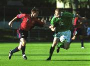 19 July 1999; Colin Healy of Republic of Ireland in action against Corona of Spain during the 1999 UEFA European Under 18 Championship Group B Round 1 match between Republic of Ireland and Spain at Kopparvallen Stadium in Atvidaberg, Sweden. Photo by David Maher/Sportsfile