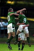 19 July 1999; Republic of Ireland goalscorer Gerry Crossley, 9, celebrates scoring his side's only goal with team-mates Colin Healy, 10, and Richie Baker during the 1999 UEFA European Under 18 Championship Group B Round 1 match between Republic of Ireland and Spain at Kopparvallen Stadium in Atvidaberg, Sweden. Photo by David Maher/Sportsfile