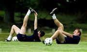 17 July 1999; Gary Doherty, right, and Clive Delaney during a Republic of Ireland training session at Karlbergsplan in Linkoping, Sweden. Photo by David Maher/Sportsfile