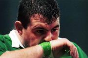 20 October 1999; Reggie Corrigan of Ireland dejected after the 1999 Rugby World Cup Quarter-Final Play-Off match between Argentina and Ireland at Stade Felix Bollaert in Lens, France. Photo by Brendan Moran/Sportsfile