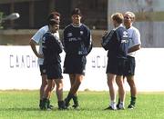 8 October 1999; Manager Mick McCarthy, right, with players, from left, Denis Irwin, Tony Cascarino, Niall Quinn and Steve Staunton during a Republic of Ireland training session at Cemtentarnica Stadium in Skopje, Macedonia. Photo by David Maher/Sportsfile