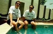 13 April 1999; Republic of Ireland manager Brian Kerr, right, and his assistant Noel O'Reilly at the team hotel, Tahir Guest Palace, in Kano, Nigeria. Photo by David Maher/Sportsfile