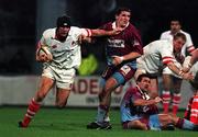 20 November 1999; Tony McWhirter of Ulster in action against Pierre Pascli of Bourgoin during the Heineken Cup Pool 3 Round 1 match between Bourgoin and Ulster at Stade Pierre Rajon in Bourgoin, France. Photo by Matt Browne/Sportsfile