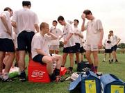 2 April 1999; Damien Duff takes a seat as him and his team-mates take a break during a Republic of Ireland U20 Squad training sesssion at the Liberty Stadium in Ibadan, Nigeria. Photo by David Maher/Sportsfile