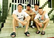 13 April 1999; Republic of Ireland players, from left, Robbie Keane, Jason Gavin, and Ger Crossley  at the team hotel, Tahir Guest Palace, in Kano, Nigeria. Photo by David Maher/Sportsfile