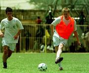 12 April 1999; Damien Duff with Keith Doyle, left, during a Republic of Ireland U20 Squad training sesssion at the Pillas Stadium in Kano, Nigeria. Photo by David Maher/Sportsfile