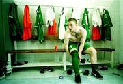 10 April 1999; Ger Crossley of Republic of Ireland in the dressing room before the 1999 FIFA World Youth Championship Group C Round 3 match between Australia and Republic of Ireland at the Liberty Stadium in Ibadan, Nigeria. Photo by David Maher/Sportsfile