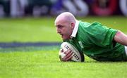 4 March 2000; Keith Wood of Ireland scores his side's first try during the Lloyds TSB 6 Nations match between Ireland and Italy at Lansdowne Road in Dublin. Photo by Brendan Moran/Sportsfile