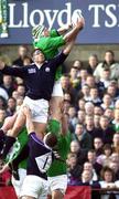 19 February 2000; Malcolm O'Kelly of Ireland wins possession in the line-out against Scott Murray of Scotland during the Lloyds TSB 6 Nations match between Ireland and Scotland at Lansdowne Road in Dublin. Photo by Brendan Moran/Sportsfile