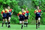 8 June 1999; Brian O'Driscoll, centre, with team-mates Reggie Corrigan, left, and Conor O'Shea during Ireland Rugby squad training at Brisbane Grammar School in Brisbane, Queensland, Australia. Photo by Matt Browne/Sportsfile