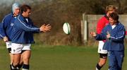 3 March 2000; Juan Francesto, left, and Diego Dominguez during Italy Rugby squad training at the ALSAA training grounds, Dublin. Photo by Matt Browne/Sportsfile