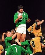 12 June 1999; Jeremy Davidson of Ireland takes the ball in the line-out ahead of David Giffin of Australia, 5, during the Ireland Rugby Tour to Australia First Test match between Australia and Ireland at Ballymore Football Stadium in Brisbane, Australia. Photo by Matt Browne/Sportsfile