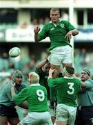 6 June 1999; Jeremy Davidson of Ireland gets the ball away in the line-out to team-mate Ciarán Scally, 9, during the New South Wales v Ireland match at the Sydney Football Stadium, New South Wales, Australia. Photo by Matt Browne/Sportsfile