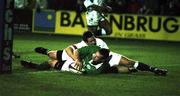4 February 2000; John Kelly of Ireland scores his side's second try, despite the efforts of Nick Walshe of England during the Six Nations A Rugby Championship match between England and Ireland at Franklins Gardens in Northampton, England. Photo by Matt Browne/Sportsfile