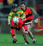 31 October 1999; Johnny Enright of UCC attempts to gather the ball ahead of Adrian Coughlan of Blackrock during the Cork County Senior Club Hurling Championship Final match between Blackrock and UCC at Páirc Uí Chaoimh in Cork. Photo by Brendan Moran/Sportsfile