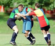 29 May 1999; Justin Fitzpatrick is tackled by David Corkery, left, and David Humphreys during Ireland Rugby Squad training at the Central Coast Grammer School, Terrigal, New South Wales, Australia. Photo by Matt Browne/Sportsfile