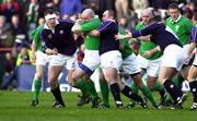 19 February 2000; Keith Wood of Ireland is tackled by Gordon Simpson of Scotland during the Lloyds TSB 6 Nations match between Ireland and Scotland at Lansdowne Road in Dublin. Photo by Brendan Moran/Sportsfile