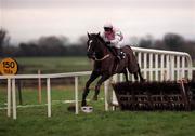 16 January 2000; Lawz, with Charlie Swan up, clears the last on their way to winning the Goosander Maiden Hurdle at Fairyhouse Racecourse in Meath. Photo by Ray McManus/Sportsfile