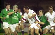4 February 2000; Paul Gustard of England is tackled by Simon Easterby, left, and Guy Easterby of Ireland during the Six Nations A Rugby Championship match between England and Ireland at Franklins Gardens in Northampton, England. Photo by Brendan Moran/Sportsfile