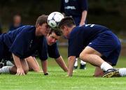 22 July 1999; Richie Baker, left, and John Frost during a Republic of Ireland training session at Karlbergsplan in Linkoping, Sweden. Photo by David Maher/Sportsfile