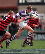 6 March 2000; Robert Jenkinson of Clongowes Wood College bursts past Kevin Stanley of Kilkenny College defence during the Leinster Schools Senior Challenge Cup Semi-Final match between Clongowes Wood College and Kilkenny at Lansdowne Road in Dublin. Photo by Damien Eagers/Sportsfile