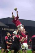 28 November 1999; Alan Quinlan of Munster wins possession in the line-out during the Heineken Cup Pool 4 match at Vicarage Road in Watford, London. Photo by Brendan Moran/Sportsfile
