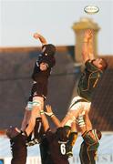 21 August 2007; Johann Muller, South Africa, gets to this lineout ahead of David Gannon, Connacht. Rugby World Cup Warm Up Game, Connacht v South Africa, Sportsground, Galway. Photo by Sportsfile *** Local Caption ***