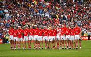 5 August 2007; Cork hurling team stand together during the National Anthem. Guinness All-Ireland Hurling Championship Quater-Final Replay, Cork v Waterford, Croke Park, Dublin. Picture credit; David Maher / SPORTSFILE