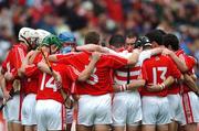 29 July 2007; The Cork hurling team form a huddle before the start of the game. Guinness All-Ireland Senior Hurling Championship Quarter-Final, Cork v Waterford, Croke Park, Dublin. Picture credit; David Maher / SPORTSFILE