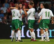 22 August 2007; Robbie Keane, second from left, Republic of Ireland, celebrates after scoring his side's second goal with team-mates, from left, Stephen Carr, Kevin Doyle, Aiden McGeady and Stephen Hunt. International Friendly, Denmark v Republic of Ireland, Atletion Stadium, Aarhus, Denmark. Picture credit: David Maher / SPORTSFILE