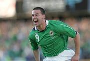 22 August 2007; David Healy, Northern Ireland, celebrates after scoring the first goal. 2008 European Championship Qualifier, Group F, Northern Ireland v Liechtenstein, Windsor Park, Belfast, Co. Antrim. Picture credit: Oliver McVeigh / SPORTSFILE