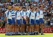 12 August 2007; The Waterford team stand for the National Anthem. Guinness All-Ireland Senior Hurling Championship Semi-Final, Limerick v Waterford, Croke Park, Dublin. Picture credit; Ray McManus / SPORTSFILE
