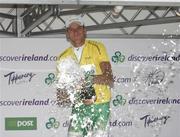 24 August 2007; Race leader Stijn Vandenbergh, Unibet.com, celebrates retaining the leaders jersey by popping a bottle of champagne. Tour of Ireland, Stage 3, Tralee to Ennis. Picture credit: Stephen McCarthy / SPORTSFILE