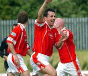 25 August 2007; Cliftonville's Francis Murphy celebrates after scoring his side's first goal. CIS Insurance Cup, Group C, Cliftonville v Donegal Celtic, Solitude, Belfast, Co. Antrim. Picture credit: Michael Cullen / SPORTSFILE
