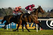 28 December 2014; Lieutenant Colonel, right, with Bryan Cooper up, on their way to winning the Squared Financial Christmas Hurdle ahead of eventual second place Jetson, with Davy Russell up. Leopardstown Christmas Festival, Leopardstown, Co. Dublin. Photo by Sportsfile
