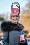 28 December 2014; Winner of the Most Stylish Lady competition Geraldine Shalvey, from Foxrock, Dublin. Leopardstown Christmas Festival, Leopardstown, Co. Dublin. Picture credit: Pat Murphy / SPORTSFILE