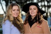 29 December 2014; Caroline Glynn, left, and her sister Emily, from Dunboyne, Co.Meath, enjoying a day at the races. Leopardstown Christmas Festival, Leopardstown, Co. Dublin. Picture credit: Barry Cregg / SPORTSFILE