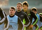 29 December 2014; Munster players Ronan O'Mahony, Dave Foley and Donncha O'Callaghan during squad training ahead of their Guinness PRO12, Round 12, match against Connacht on New Year's Day. Munster Rugby Squad Training, University of Limerick, Limerick. Picture credit: Diarmuid Greene / SPORTSFILE
