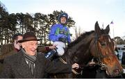 29 December 2014; Hurricane Fly, with Ruby Walsh up, being led into the winners enclosure by owner George Creighton, after winning the Ryanair Hurdle, and his 21st Grade 1 victory which is a new world record. Leopardstown Christmas Festival, Leopardstown, Co. Dublin. Photo by Sportsfile