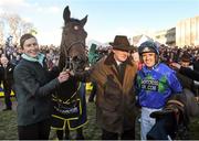 29 December 2014; Hurricane Fly, with jockey Ruby Walsh, trainer Willie Mullins, and groom Gail Carlisle, after winning the Ryanair Hurdle, and his 21st Grade 1 victory which is a new world record. Leopardstown Christmas Festival, Leopardstown, Co. Dublin. Photo by Sportsfile