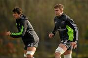 29 December 2014; Munster's Dave Foley, right, and Donncha O'Callaghan in action during squad training ahead of their Guinness PRO12, Round 12, match against Connacht on New Year's Day. Munster Rugby Squad Training, University of Limerick, Limerick. Picture credit: Diarmuid Greene / SPORTSFILE
