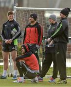 29 December 2014; Munster players, from left to right, Jack O'Donoghue, Conor Murray, CJ Stander, Tommy O'Donnell and Donnacha Ryan look on during squad training ahead of their Guinness PRO12, Round 12, match against Connacht on New Year's Day. Munster Rugby Squad Training, University of Limerick, Limerick. Picture credit: Diarmuid Greene / SPORTSFILE