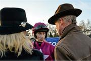 29 December 2014; Jockey Bryan Cooper apeaking to trainer Willie Mullins after he rode Don Poli to win the Topaz Novice Steeplechase. Leopardstown Christmas Festival, Leopardstown, Co. Dublin. Picture credit: Barry Cregg / SPORTSFILE
