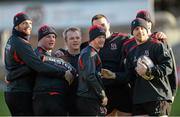 2 January 2015; Ulster's Dan Tuohy, Bronson Ross, Luke Marshall, Peter Nelson, Alan O'Connor, Tommy Bowe and Robbie Diack, during their captain's run ahead of their side's Guinness PRO12, round 12, match against Leinster on Saturday. Kingspan Stadium, Ravenhill Park, Belfast, Co. Antrim. Picture credit: Oliver McVeigh / SPORTSFILE