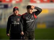 2 January 2015; Ulster's Darren Cave, right, and Rory Best during their captain's run ahead of their side's Guinness PRO12, round 12, match against Leinster on Saturday. Kingspan Stadium, Ravenhill Park, Belfast, Co. Antrim. Picture credit: Oliver McVeigh / SPORTSFILE